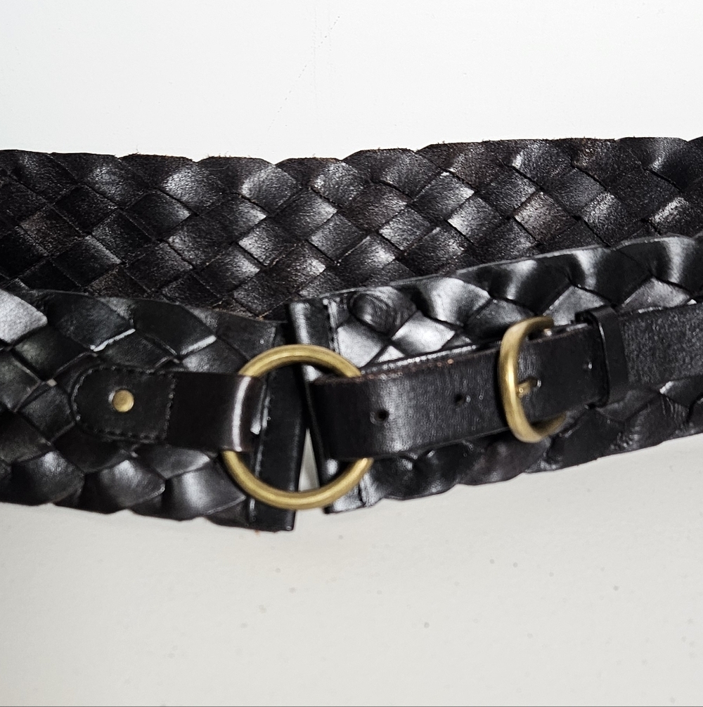 HOBO Intl. Woven Leather Belt Wide Statement Belt Boho Western Glam M